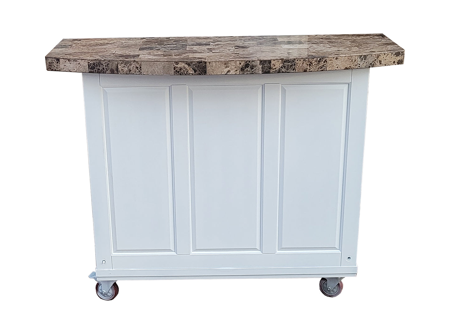 Portable Bar Island - Granite Marble Top - White Wooden Body