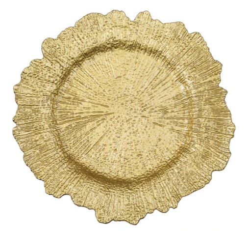 Leaf Glass Charger Plate - Gold