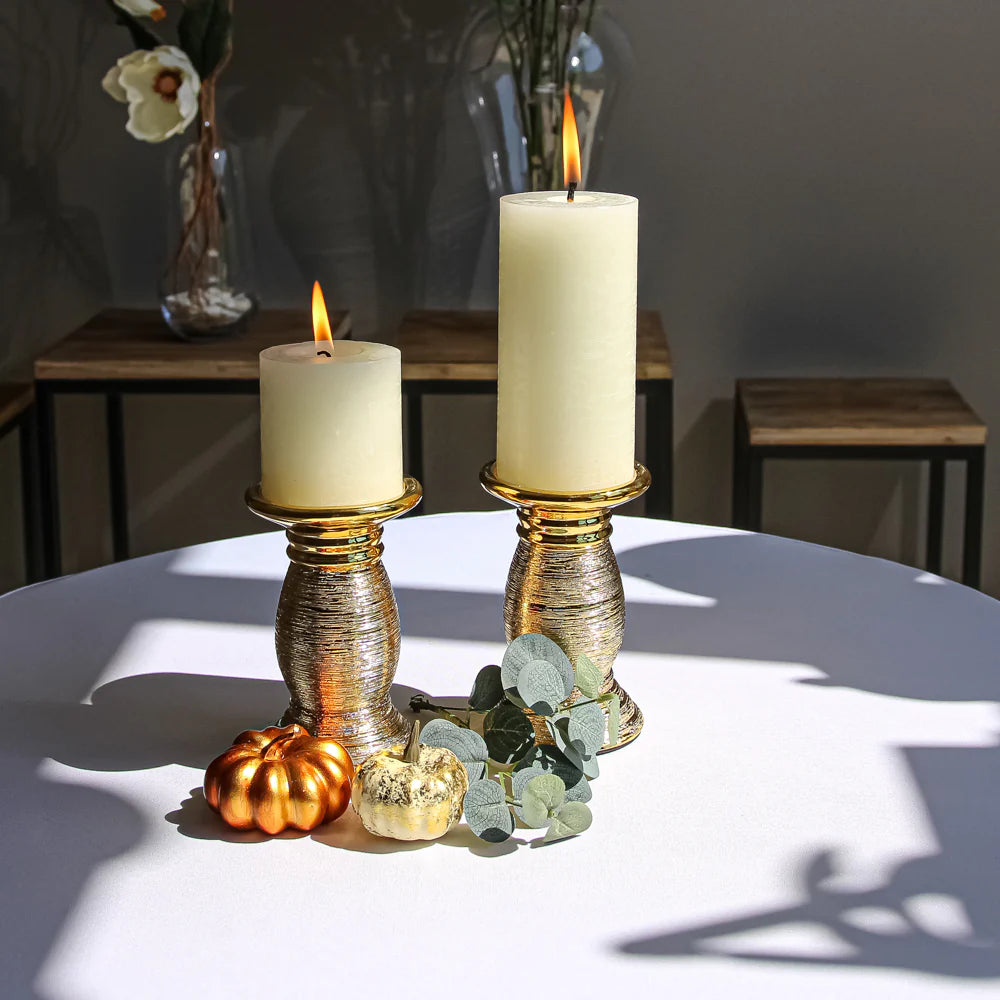Gold Ceramic Piller Candle Holder
