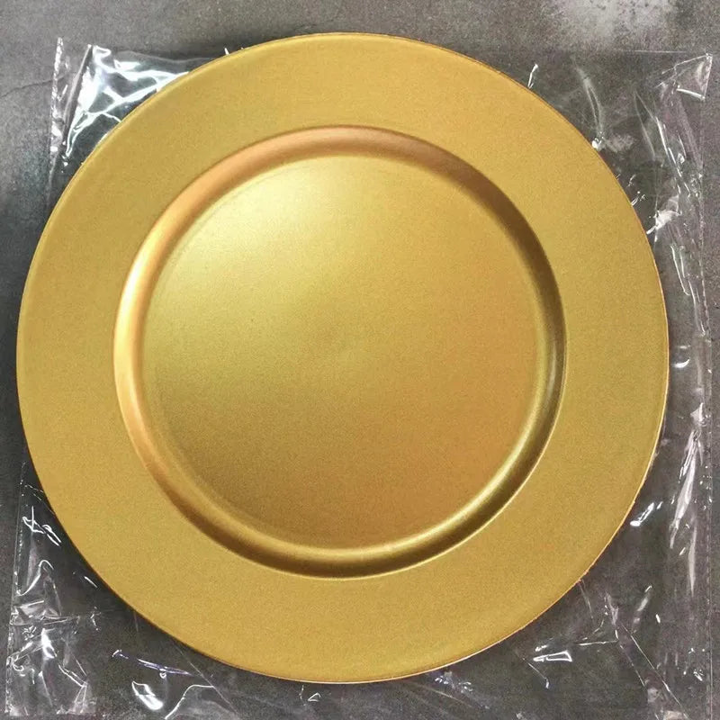 Plastic Charger Plates (Smooth) - Gold
