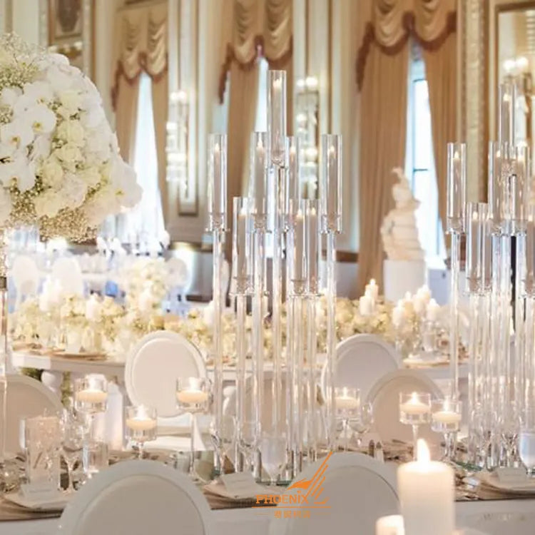 10 Arm Centerpiece Clear 100cm Candle Holder