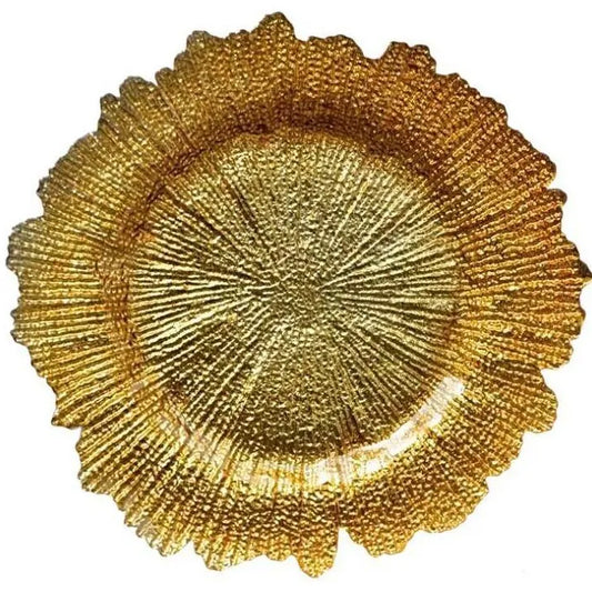 Leaf Glass Charger Plate - Gold