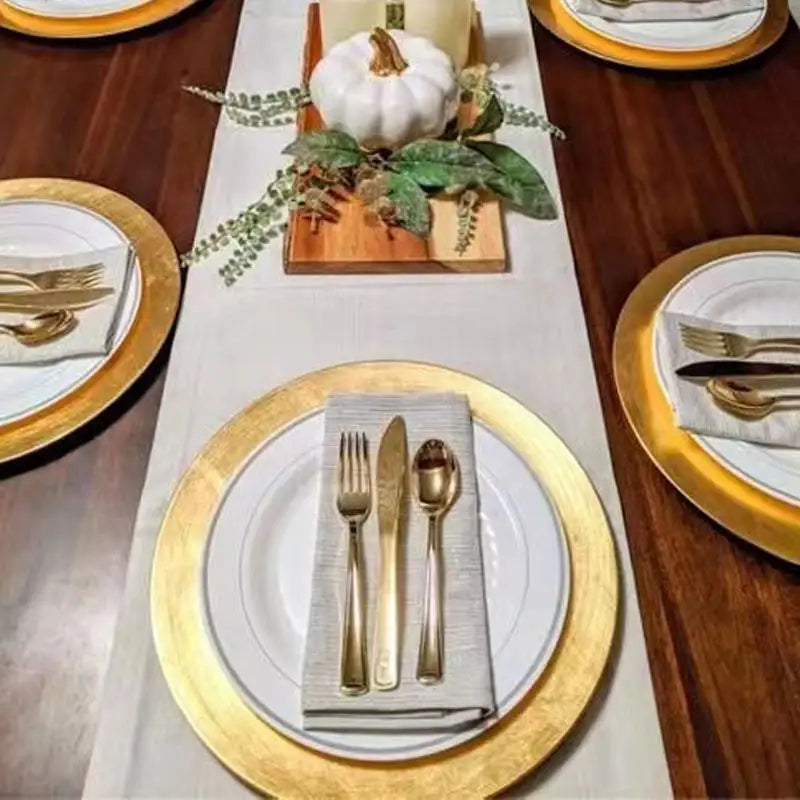 Plastic Charger Plates (Textured) - Gold