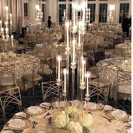 10 Arm Centerpiece Clear 100cm Candle Holder