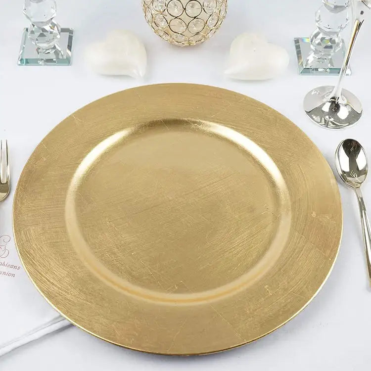 Plastic Charger Plates (Textured) - Gold
