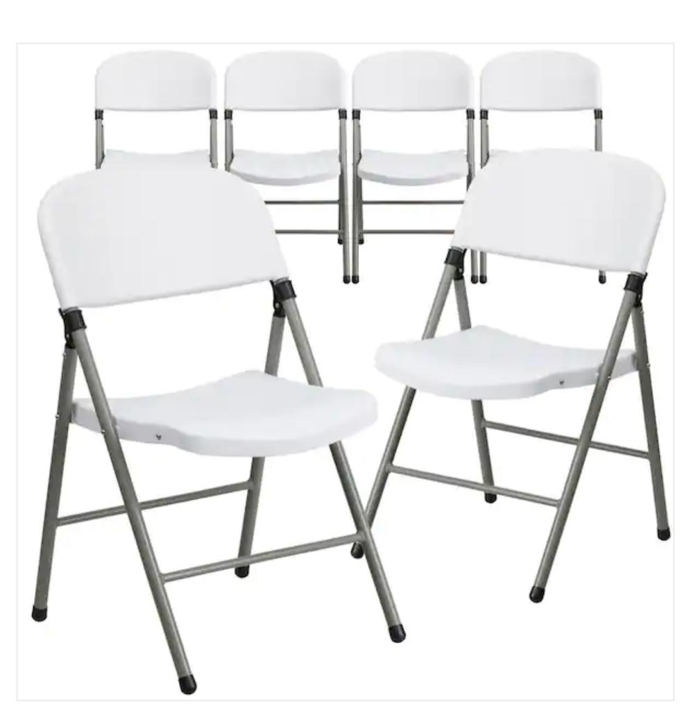 Resin Folding Chair with Molded Seat and Back White Speckle