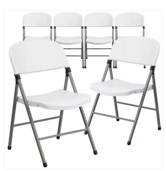 Resin Folding Chair with Molded Seat and Back White Speckle