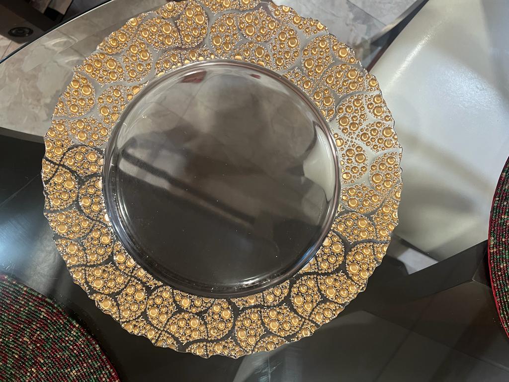 Rim Glass Charger Plates - Gold