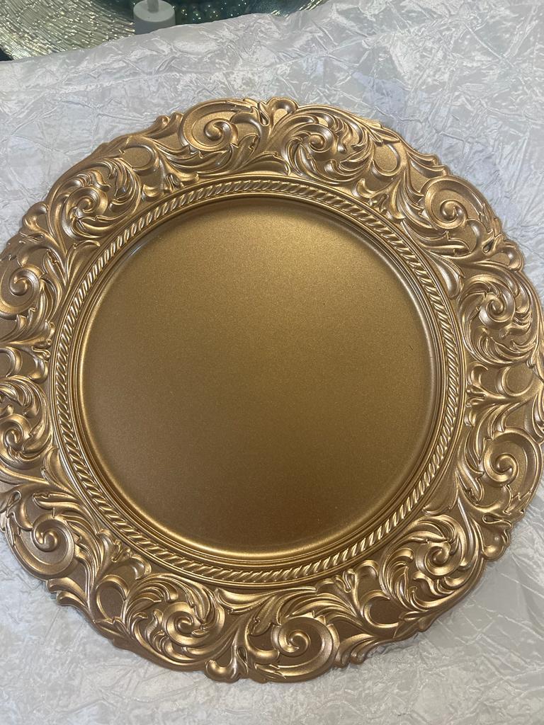 Plastic Charger Plates Edge Design - Gold