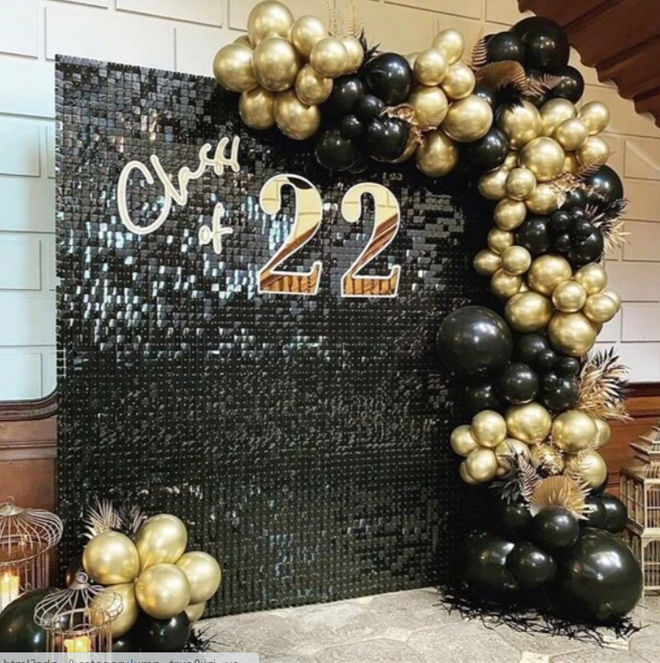 Shimmer Wall Backdrop - Black & Gold