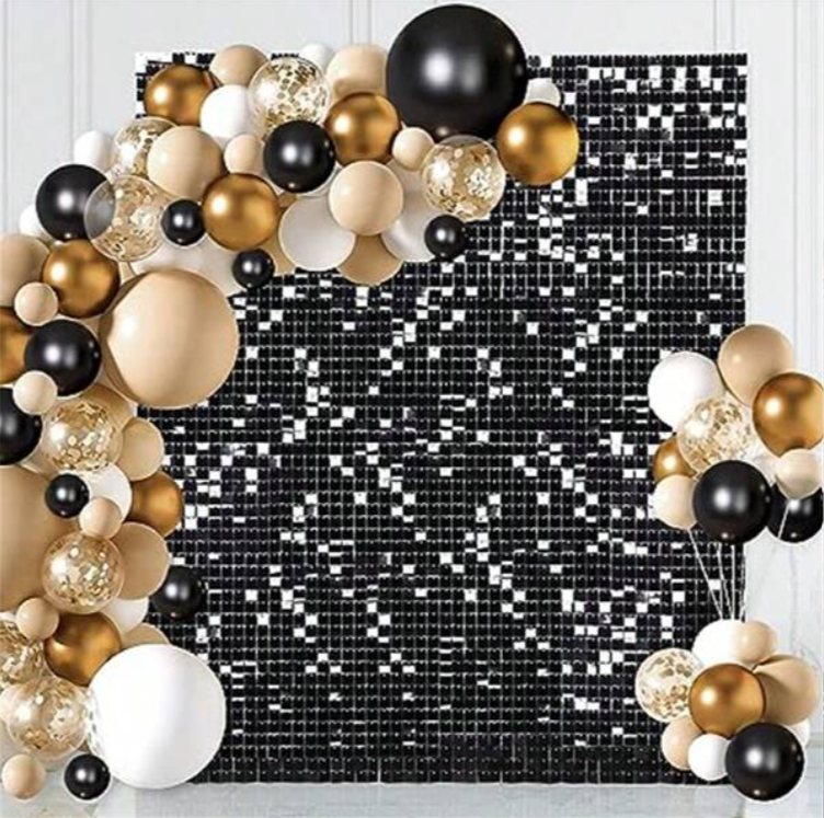 Shimmer Wall Backdrop - Black & Gold