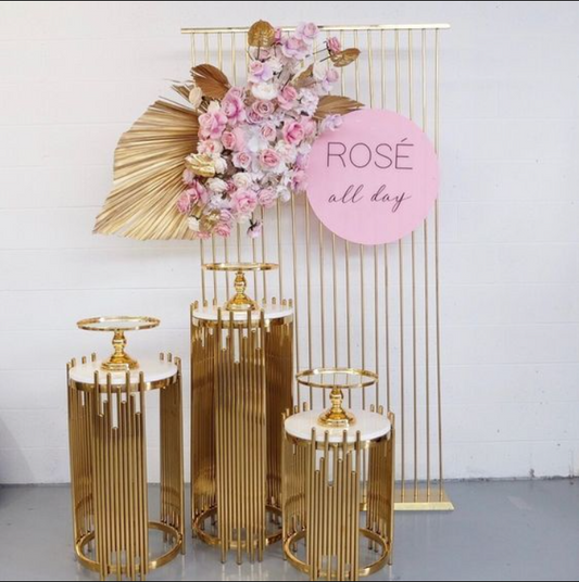 Gold Round Metal Plinths - Set of 3