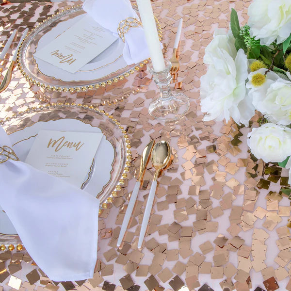 Square Payette Sequin Round 120in Tablecloth
