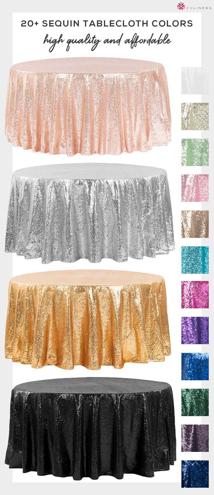 Glitz Sequin 120in Round Tablecloth