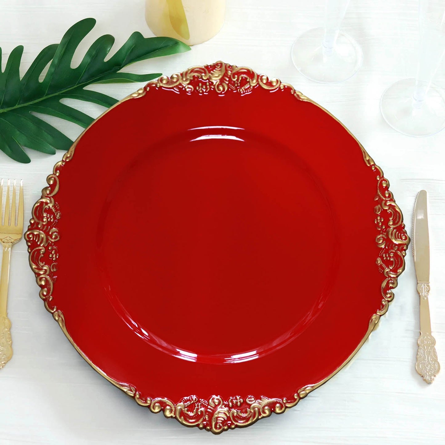 Round Charger Plates with Embossed Rim