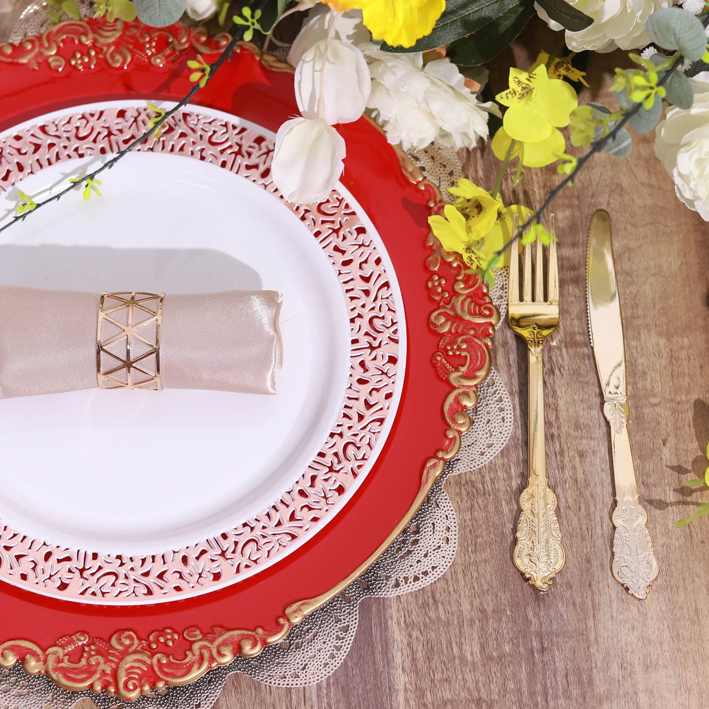 Round Charger Plates with Embossed Rim