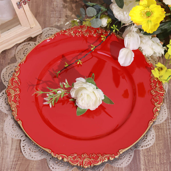 Round Charger Plates with Embossed Rim