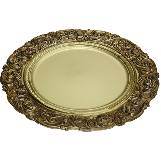 Plastic Charger Plates Edge Design - Gold