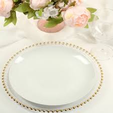 Glass Charger Plate with Gold Beaded Rim