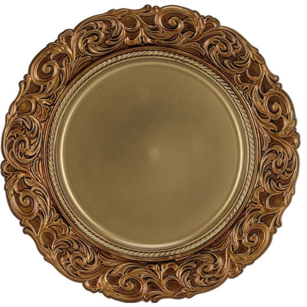 Plastic Charger Plates Edge Design - Gold