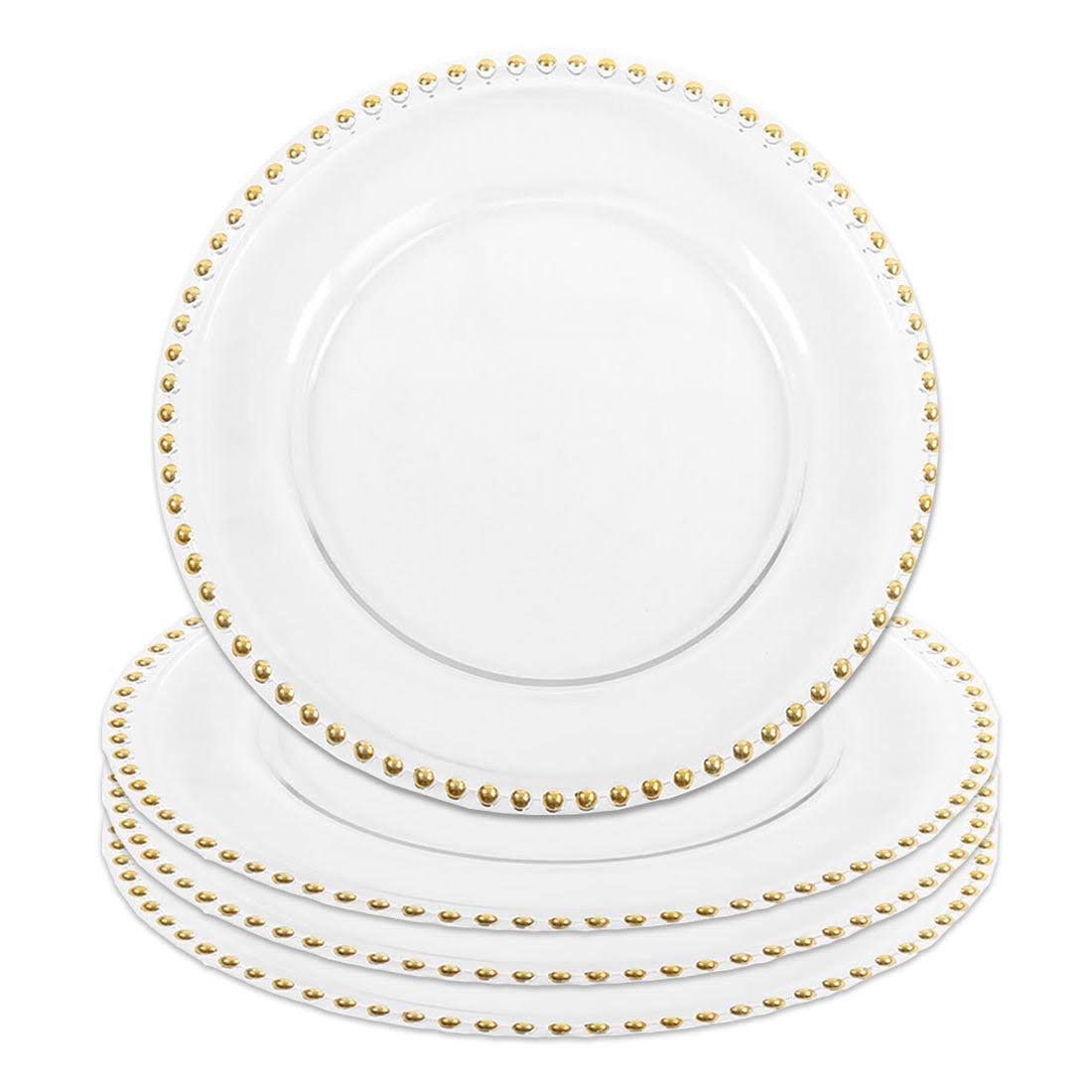 Glass Charger Plate with Gold Beaded Rim