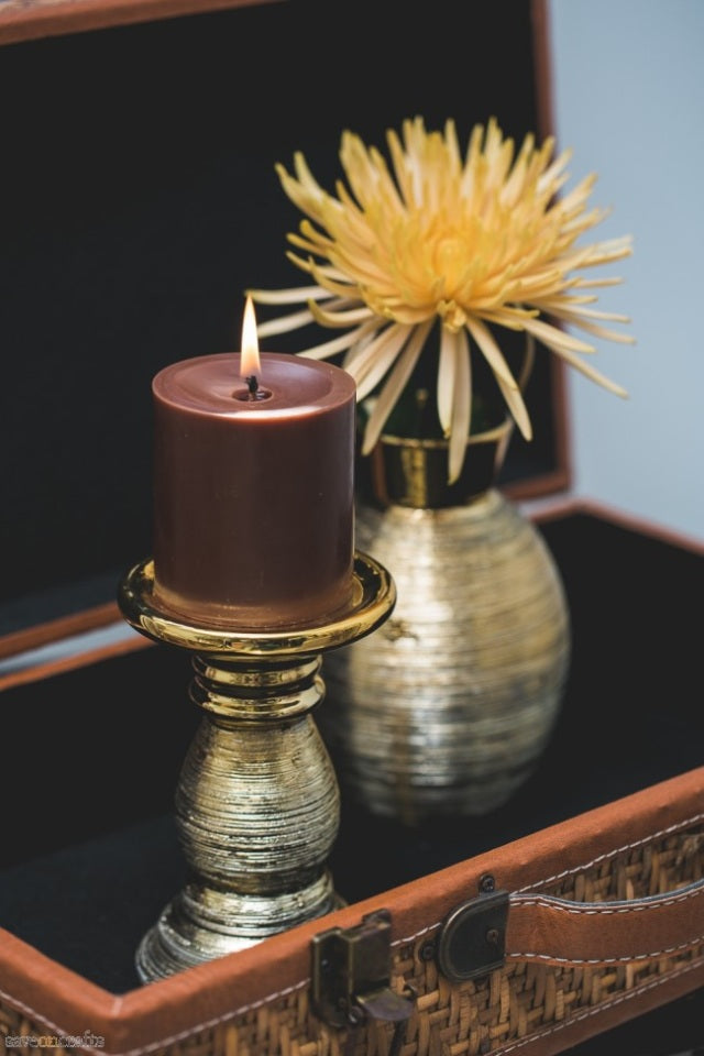 Gold Ceramic Piller Candle Holder